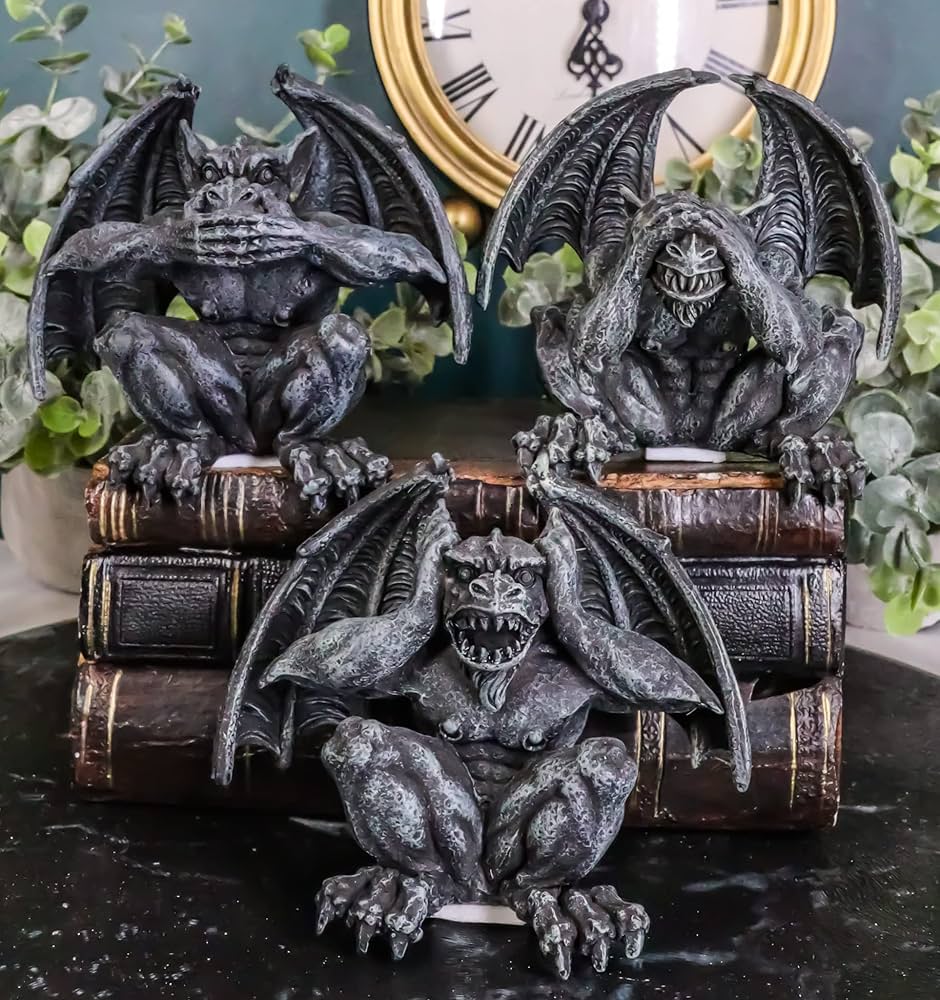 Ebros Notre Dame Whimsical Winged See Hear Speak No Evil